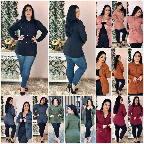 JAQUETA PARKA BENGALINE COM ZIPPER E BOLSOS