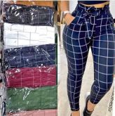 CALÇA LEGGING BENGALINE COM LAÇO XADREZ