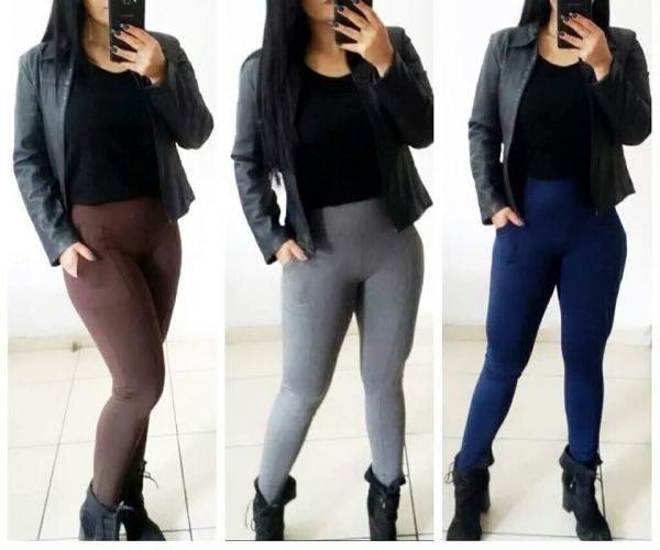CALÇA LEGGING MONTARIA FLANELADA COM BOLSO
