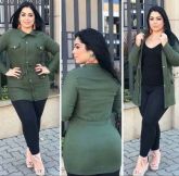 JAQUETA PARKA BENGALINE COM ZIPPER E BOLSOS