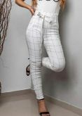 CALÇA LEGGING BENGALINE COM LAÇO XADREZ