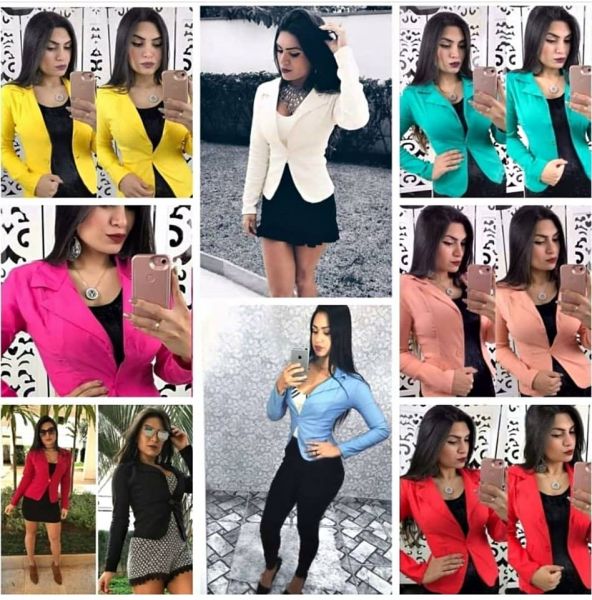 BLAZER SOCIAL BENGALINE LISO COM BOTÃO