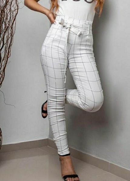 CALÇA LEGGING BENGALINE COM LAÇO XADREZ