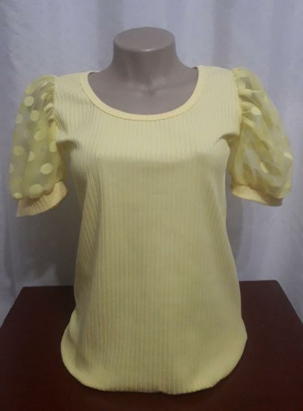 BLUSA RIBANA CANELADA COM MANGA TULE
